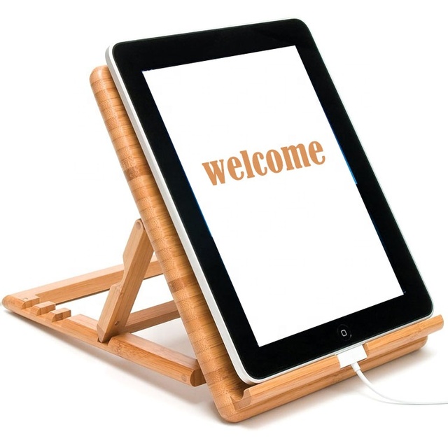 Customized Cheap Bamboo Wood Expandable Stand for iPad