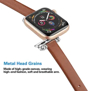 Nouveauté - Bracelet de montre en cuir élégant pour Apple Watch S10 1146mm Ultra 49mm 44mm - Bracelet de montre en cuir véritable fin pour femmes - Product Image 3