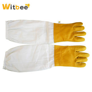 Witbee BG-2-02 Sheepskin Cotton Liner Ventilated Canvas Beekeeper <b>Gloves</b> XL Size <b>Long</b> Sleeves Protective - Product Image 4