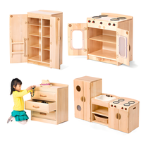 Juego de Cocina de Madera para Niños de Jardín de Infancia, Juguete Montessori, Muebles Resistentes para Guardería, Preescolar, Aula, Jardín de Infancia