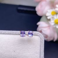 Fabrieksdirecte verkoop 925 zilver natuurlijke tanzaniet oorringen moderne fijne sieraden voor de modebewuste vrouw