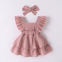 Ensemble Robe Deux Pièces Annshine Fashion 2026 pour Filles avec Coiffe, Robe en Coton pour Bébé, Nouvelle Tendance Style Vacances