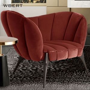 Wbert เก้าอี้เท้าแขนเดี่ยวแบบโมเดิร์น-เปลือกเรียบออกแบบโลหะเก้าอี้พนักพิงสไตล์พักผ่อนสำหรับห้องรับประทานอาหารห้องนั่งเล่นและโรงแรม - Product Image 6