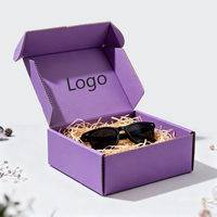 Boîte d'expédition en carton ondulé de couleur violette pour colis de vente en gros, petits emballages, vêtements, cosmétiques, chapeaux, en stock