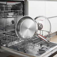 Wajan Dapur Maxcook 316L Stainless Steel, Wajan Penggorengan Tri-Ply Populer Dengan Tutup, Aman Untuk Mesin Cuci Piring, Logo Dapat Disesuaikan, Wajan Logam