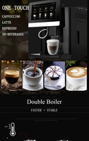 Machine à expresso électrique entièrement automatique programmable avec moulin intégré, mousseur à lait pour cappuccino et latte, écran tactile, interface en français et en espagnol