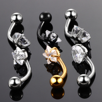 Lingchee personnalisé 14G nombril Piercing bijoux rond cristal nombril anneaux PVD Ombligo Piercing bijoux de corps