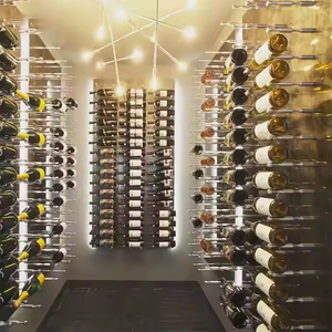 Exhibidor de Vino <span class=keywords><strong>Vertical</strong></span> de Metal y Madera Maciza, Montado en la Pared, con Altura Ajustable y Funciones Extensibles para Muebles del Hogar - Product Image 2