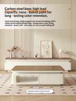 Meuble TV sur pied en bois massif style crème avec grand rangement, ensemble de meubles de salon créatifs haut de gamme et ensemble de tables basses