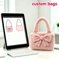 Sac à main en peluche en forme de cœur d'ours rose personnalisé, doux, moelleux, mignon, mini sac fourre-tout pour femmes et filles, pour les courses quotidiennes, cadeau
