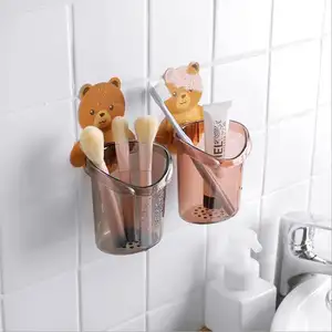 Bagno cremagliera mensola a muro appeso simpatico orso tubo di stoccaggio dentifricio spazzolino da denti cremagliera