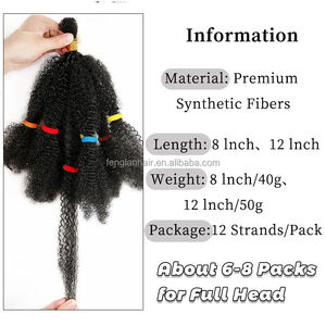 <span class=keywords><strong>ผม</strong></span>ต่อแบบหยิกสังเคราะห์สำหรับ<span class=keywords><strong>ผู้หญิง</strong></span>แอฟโฟรเกลียวลายมาร์เลย์เปียหยิกแบบนิ่มและสปริง - Product Image 2