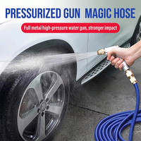 Tuyau d'arrosage télescopique domestique, ensemble pistolet à eau haute pression télescopique en cuivre pour lavage de voiture