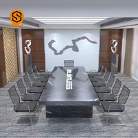 Système de conférence sans papier personnalisé avec microphone de bureau intégré, moniteur caché et élévateur de table pour grandes salles de réunion, logo personnalisable
