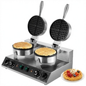 <span class=keywords><strong>Gaufrier</strong></span> rond commercial électrique 2400W antiadhésif avec minuterie, 2 gaufres par lot, garantie 1 an - Product Image 1