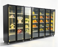 Refrigerador Exhibidor de Bebidas con 3 Puertas, Sin Escarcha, Doble Temperatura, Puerta de Vidrio, Marco Negro, Control Digital para Bar