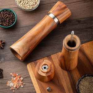 Ensemble moulin à sel et à poivre électrique en bois d'acacia de 8 pouces avec noyau en céramique, bouton rotatif, alimentation USB, batterie au lithium, compatible lave-vaisselle - Product Image 3
