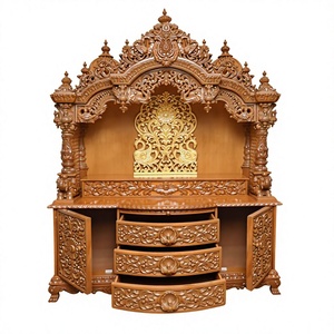 Templo de Madera Sagwan de Teca Sólida Tallado a Mano, Tradicional Pooja Ghar de Gran Tamaño, Estilo Sureño Indio Swaminarayan BAPS, Unidad de Templo de Madera para EE. UU. - Product Image 2