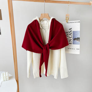 אופנה צעיף משולש נשים, גלימה פונצ 'ו-מוצק צבע קשמיר חם צעיף צעיף - Product Image 5