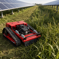 Tondeuse tout-terrain 200m avec coupe de 550 mm, moteur essence 224cc et réglage de hauteur à distance pour l'entretien des zones solaires