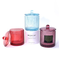 Bocaux à bougies en gros : Contenants en verre uniques avec couvercles, récipients en verre rose, bocaux à bougies de luxe avec poignée et couvercle en tube