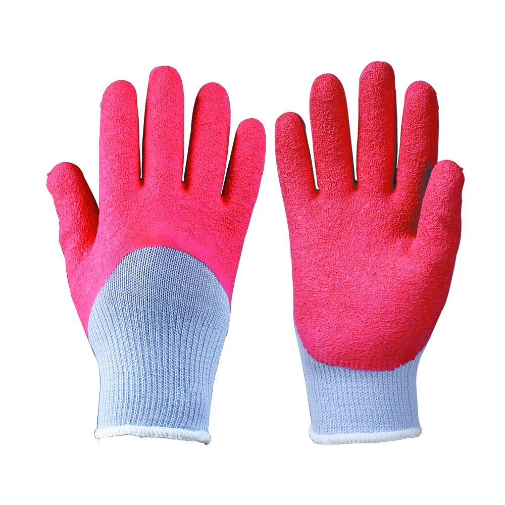 13 Gauge Polyester Liner Latex Coated Good Grip Work Safety Gloves Industry Wrinkle Latex Gloves