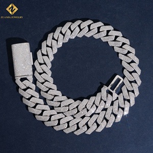 ZUANFA JEWELRY Men's <b>Iced</b> <b>Out</b> Cuban <b>Chain</b> Necklace 925 Silver Rhodium Plated Moissanite Hip Hop Style Link <b>Chain</b> - Product Image 1