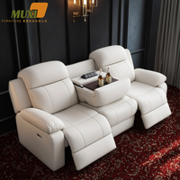 Canapé de cinéma modulaire électrique trois places de luxe moderne en cuir véritable avec fonction massage, écologique, USB, marque MUXI, métal