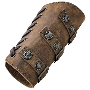 Bracelet <span class=keywords><strong>de</strong></span> chevalier rétro médiéval européen pour hommes Viking cuir main vêtements accessoires adultes Faux cuir brassard - Product Image 2