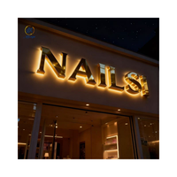 Panneau publicitaire décoratif étanche pour intérieur, bureau, hôtel, enseigne personnalisée avec logo, enseigne de magasin, enseigne de devanture de magasin, enseigne lumineuse LED 3D dorée pour extérieur