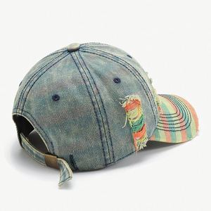 Casquette de baseball unisexe réglable à 6 panneaux en denim délavé et déchiré 100 % coton, idéale pour toutes les saisons et le style urbain - Product Image 4