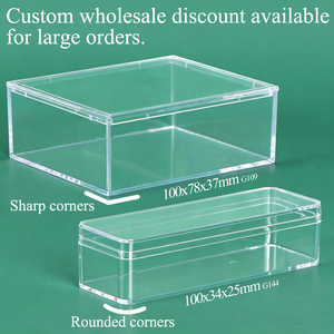 SUNSHING Bulk Acrylic Gold Bar Card Case Hard Plastic Rectangle Wedding Souvenir Box Reusable Candy and Gem <b>Container</b> with Lids - Product Image 1