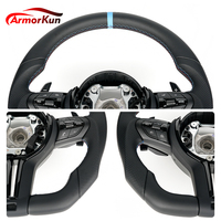 Volant sport personnalisable en cuir pleine fleur avec surpiqûres bleues pour BMW F80 F82 F90 E90 E92 E60 E63 G20
