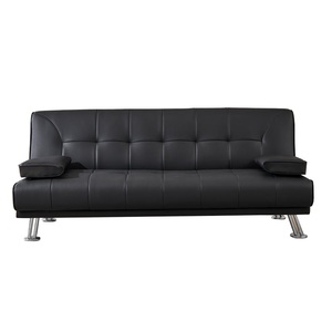เตียงโซฟาหนังเทียมพับได้ทันสมัยแปลงสภาพได้สำหรับห้องนั่งเล่น (สีดำ) - Product Image 2