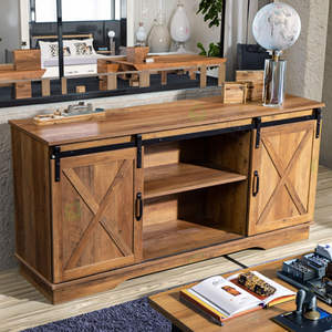 Console <span class=keywords><strong>TV</strong></span> de style vintage, meuble de rangement multimédia de style américain vintage, 54 x 16 x 30 - Product Image 1