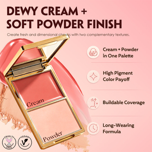 Palette de fards à joues ODM en poudre pressée rose-orange, baumes de luxe, duo maquillage crème-poudre, <span class=keywords><strong>blush</strong></span> doré waterproof - Product Image 2