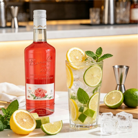 Sirop Polyvalent Aromatisé à la Rose pour Boissons Superposées, Dilution 1:10, Certifié ISO, Usage Professionnel pour Barman, 685ml