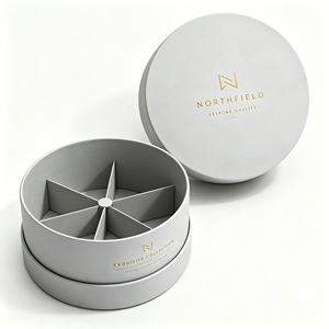 Luxury Rigid Cardboard Round Cylinder <b>Box</b> with Dividers for Flower Cosmetic Gift Set Packaging Gold Foil Custom Printed Factory - Product Image 6