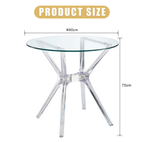 Table à manger ronde claire durable de vente chaude avec les jambes supérieures de PC de verre trempé pour l'hôtel d'appartement