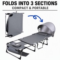 Chaise pliante double usage pour le camping en plein air et le jardin, pour s'asseoir/s'allonger, chaise longue de plage portable avec structure en acier