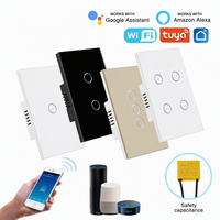 Interrupteur WiFi Tuya de type 118, AC 100-240V, verre trempé, prend en charge la commande vocale Alexa, commutation à distance via application