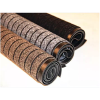 Tapis de porte moderne jacquard à sept nervures, rembourré et lavable, 60 cm x 90 cm, gris et noir, pour entrée intérieure et extérieure – Grande Vente