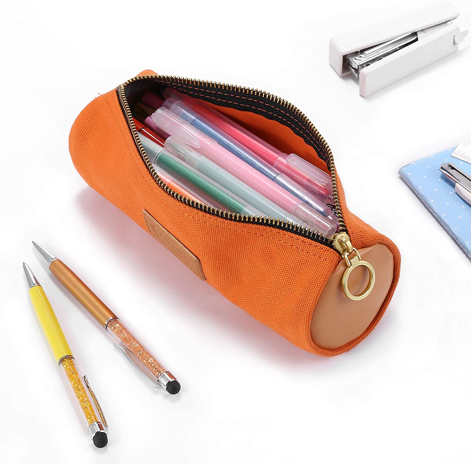 حقيبة مقلمة مخصصة حقيبة مقلمة متينة ، سحاب نحاسي ، تصميم ملون - أكياس قلم رصاص صفراء