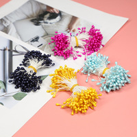 Mélange de couleurs perle double têtes fait à la main fleur étamine fleur étamines pistil artificiel nacré floral pollens étamine décoration