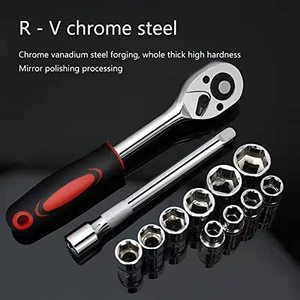 12 in 1 Heavy Duty Socket <strong>Set</strong> 1/2 Chrome Vanadium Steel Hex Socket <strong>Ratchet</strong> <strong>Spanner</strong> Tool Kit Hardware Combination Wrench <strong>Set</strong> - Product Image 6