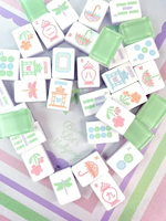 Jeu de tuiles de mahjong en acrylique de luxe américain, thème Santa Monica Cheeky Fun, monocouche, dessin animé, peint à la main, écologique, pour jeux de hasard