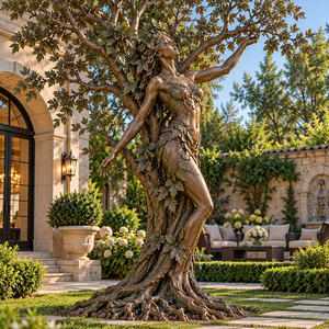 Grande Scultura in Bronzo da Esterno <span class=keywords><strong>Donna</strong></span> tra gli Alberi, Statua Umana a Grandezza Naturale per Giardino in Vendita - Product Image 2