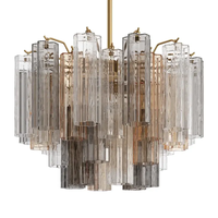 Lustre suspendu en verre personnalisable haut de gamme avec suspension réglable en hauteur, LED à intensité variable