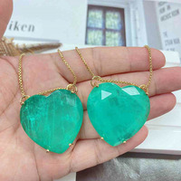 Joyería personalizada Paraiba colgante en forma de corazón Brasil cristal fusión verde colores circón collar recién llegado