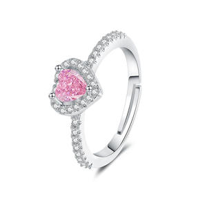 Anillo Clásico de Moissanita para Mujer, Nuevo y Popular, con Diseño Abierto de Corazón Colorido con Circonitas que Simulan Diamantes - Product Image 4